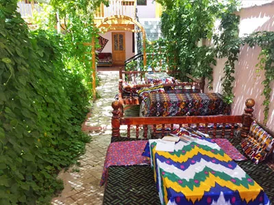 Garden with traditional seating- 'tapchan'